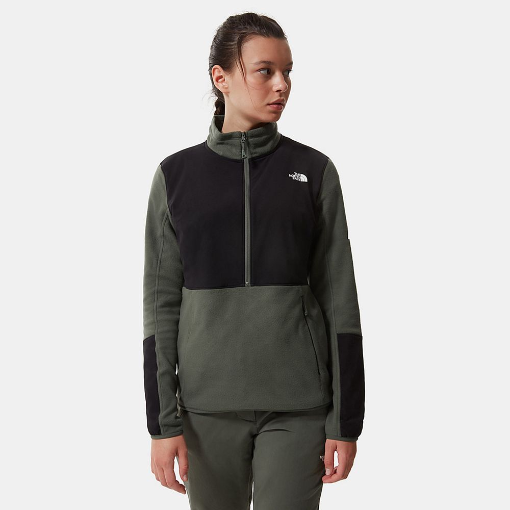 The North Face Fleece Womens Australia - The North Face Diablo Midlayer Quarter-Zip Green / Black Hi